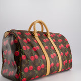 Louis Vuitton x Murakami Vintage Cherry Brown Monogram Keepall 45 with Gold Hardware