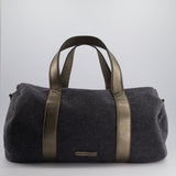 Brunello Cucinelli Grey Felt Duffle Bag with Gunmetal Grey Hardware