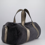 Brunello Cucinelli Grey Felt Duffle Bag with Gunmetal Grey Hardware