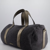 Brunello Cucinelli Grey Felt Duffle Bag with Gunmetal Grey Hardware