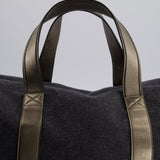 Brunello Cucinelli Grey Felt Duffle Bag with Gunmetal Grey Hardware