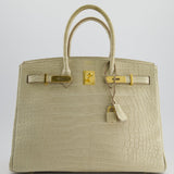 Hermès Birkin 35cm Bag in Beton Alligator Mississippiensis with Gold Hardware