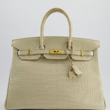 Hermès Birkin 35cm Bag in Beton Alligator Mississippiensis with Gold Hardware