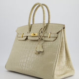 Hermès Birkin 35cm Bag in Beton Alligator Mississippiensis with Gold Hardware