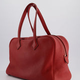 Hermès Victoria II 35cm Bag in Rouge Garance Clemence Leather with Palladium Hardware