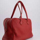 Hermès Victoria II 35cm Bag in Rouge Garance Clemence Leather with Palladium Hardware