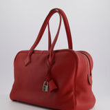 Hermès Victoria II 35cm Bag in Rouge Garance Clemence Leather with Palladium Hardware