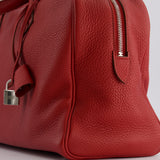 Hermès Victoria II 35cm Bag in Rouge Garance Clemence Leather with Palladium Hardware