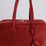 Hermès Victoria II 35cm Bag in Rouge Garance Clemence Leather with Palladium Hardware