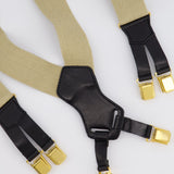 Chanel Vintage 1990s Beige Black Logo Ski Suspender Braces