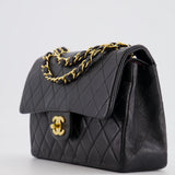 Chanel Vintage Black Small Double Flap Bag in Lambskin Leather with 24K Gold Hardware