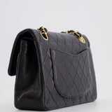 Chanel Vintage Black Small Double Flap Bag in Lambskin Leather with 24K Gold Hardware