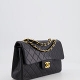 Chanel Vintage Black Small Double Flap Bag in Lambskin Leather with 24K Gold Hardware