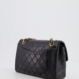 Chanel Vintage Black Small Double Flap Bag in Lambskin Leather with 24K Gold Hardware