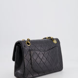 Chanel Vintage Black Small Double Flap Bag in Lambskin Leather with 24K Gold Hardware