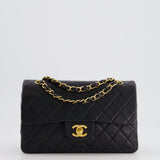 Chanel Vintage Black Small Double Flap Bag in Lambskin Leather with 24K Gold Hardware