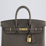 Hermès Birkin Bag 25cm Retourne in Gris Meyer Togo Leather with Rose Gold Hardware