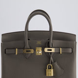 Hermès Birkin Bag 25cm Retourne in Gris Meyer Togo Leather with Rose Gold Hardware