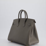 Hermès Birkin Bag 25cm Retourne in Gris Meyer Togo Leather with Rose Gold Hardware