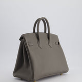 Hermès Birkin Bag 25cm Retourne in Gris Meyer Togo Leather with Rose Gold Hardware