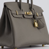 Hermès Birkin Bag 25cm Retourne in Gris Meyer Togo Leather with Rose Gold Hardware