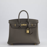 Hermès Birkin Bag 25cm Retourne in Gris Meyer Togo Leather with Rose Gold Hardware