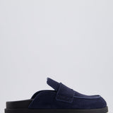 Hermès Menswear Navy Suede Go Mules Size EU 39