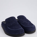 Hermès Menswear Navy Suede Go Mules Size EU 39