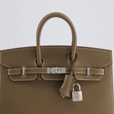 *HOLY GRAIL* Hermès Birkin 25cm Bag Sellier in Etoupe Epsom Leather with Palladium Hardware