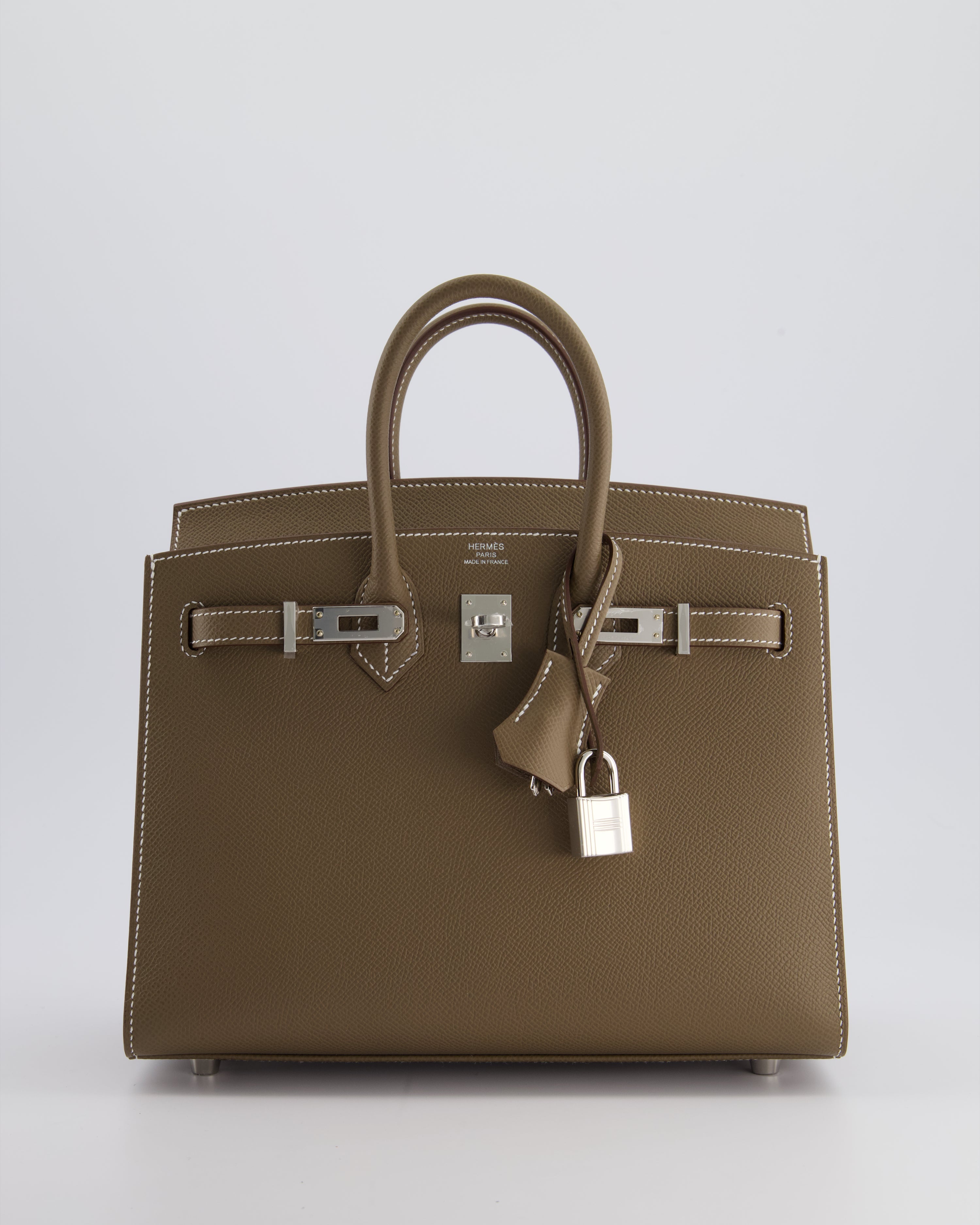 *HOLY GRAIL* Hermès Birkin 25cm Bag Sellier in Etoupe Epsom Leather with Palladium Hardware