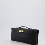 Hermès Kelly Cut Bag in Black Swift Leather with Gold Hardware