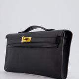 Hermès Kelly Cut Bag in Black Swift Leather with Gold Hardware