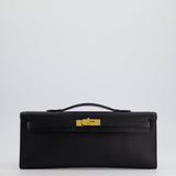 Hermès Kelly Cut Bag in Black Swift Leather with Gold Hardware