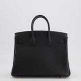 Hermès Birkin 25cm Retourne Bag in Noir Togo Leather with Rose Gold Hardware