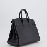 Hermès Birkin 25cm Retourne Bag in Noir Togo Leather with Rose Gold Hardware