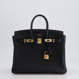 Hermès Birkin 25cm Retourne Bag in Noir Togo Leather with Rose Gold Hardware