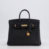 Hermès Birkin 25cm Retourne Bag in Noir Togo Leather with Rose Gold Hardware