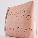 Chanel Pink Large Clutch Bag in Calfskin Leather with Silver Hardware