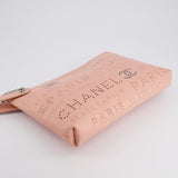 Chanel Pink Large Clutch Bag in Calfskin Leather with Silver Hardware