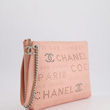 Chanel Pink Large Clutch Bag in Calfskin Leather with Silver Hardware