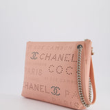 Chanel Pink Large Clutch Bag in Calfskin Leather with Silver Hardware