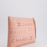 Chanel Pink Large Clutch Bag in Calfskin Leather with Silver Hardware