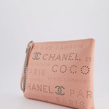 Chanel Pink Large Clutch Bag in Calfskin Leather with Silver Hardware