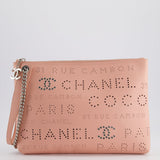 Chanel Pink Large Clutch Bag in Calfskin Leather with Silver Hardware