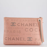 Chanel Pink Large Clutch Bag in Calfskin Leather with Silver Hardware