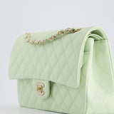 Chanel Pistachio Green Medium Double Flap Bag in Caviar Leather with Champagne Gold Hardware RRP £8,850