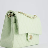 Chanel Pistachio Green Medium Double Flap Bag in Caviar Leather with Champagne Gold Hardware RRP £8,850