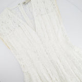 Tory Burch White Sleeveless Crochet Pleated Midi Dress Size 6 (UK 10)