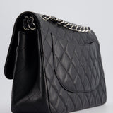 Chanel Black Jumbo Classic Double Flap Bag in Caviar Leather with Silver Hardware