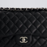 Chanel Black Jumbo Classic Double Flap Bag in Caviar Leather with Silver Hardware